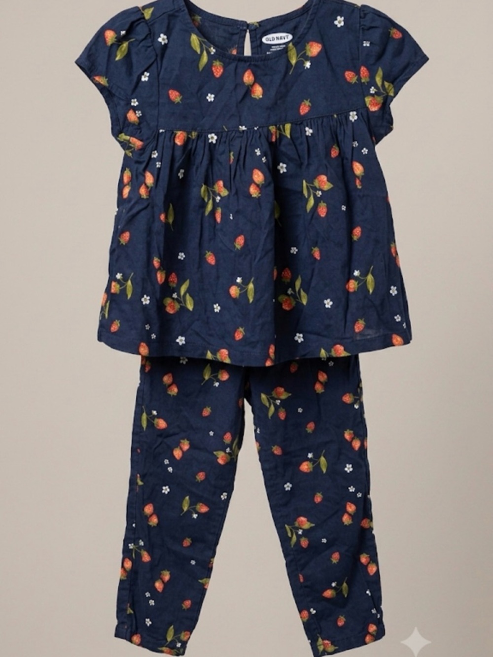 Old Navy Navy Strawberry-Print Girls 2 Piece Set 5T